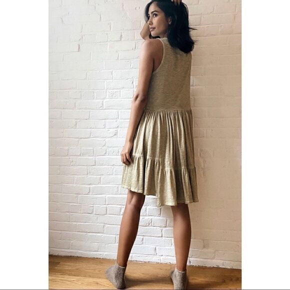 NEW Anthropologie Chrissa Tiered Sleeveless Ruffle Lounge Mini Dress Small - Picture 1 of 4